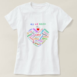 Camiseta con texto multi lenguaje palabra amor