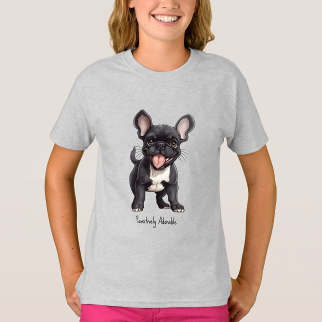 Camiseta 🐶 Con texto personalizado, cachorro francés (Anverso)