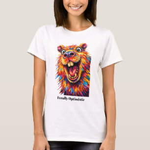 Camiseta 🐶Con texto personalizado, “Feralmente Optimista” 