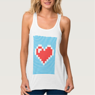 Camiseta Con Tirantes 8 Bits de corazón,