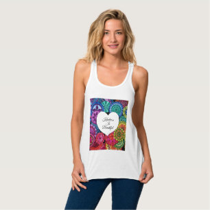 Camiseta Con Tirantes Acuarela Arcoiris Mandala con corazón
