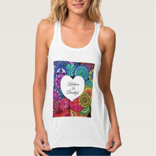 Camiseta Con Tirantes Acuarela Arcoiris Mandala con corazón