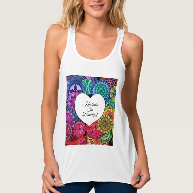 Camiseta Con Tirantes Acuarela Arcoiris Mandala con corazón (Anverso)