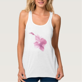 Camiseta Con Tirantes Acuarela Hibisco Floral Rosa Tropical Verde