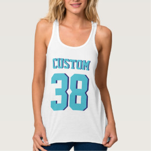 Camiseta Con Tirantes Adultos blancos y turquesa Deportes Football Jer