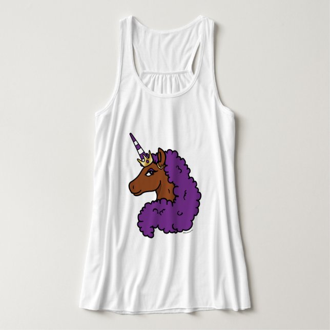 Camiseta Con Tirantes Afro Unicornio púrpura (Diseño del anverso)