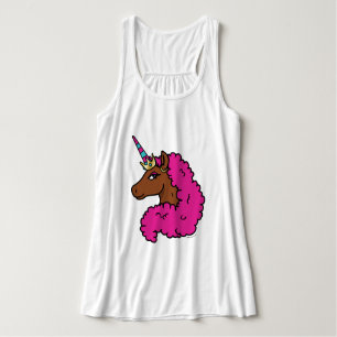 Camiseta Con Tirantes Afro Unicornio rosa caliente