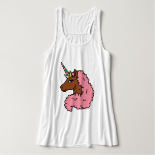Camiseta Con Tirantes Afro Unicornio rosa claro
