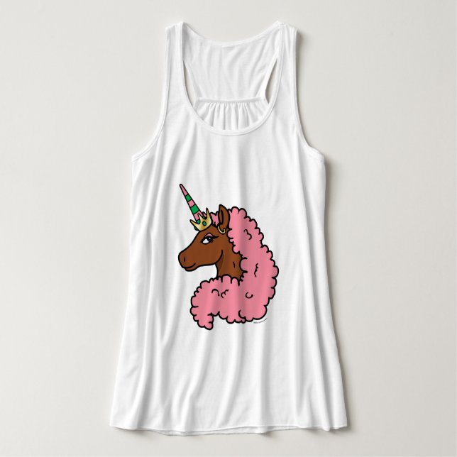 Camiseta Con Tirantes Afro Unicornio rosa claro (Diseño del anverso)