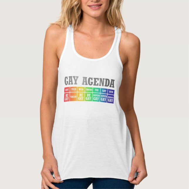 Camiseta Con Tirantes Agenda gay | Orgullo Gay divertido arcoiris Ombre (Anverso)