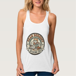Camiseta Con Tirantes Agotamiento por Exámenes Gato Académico Agotamient
