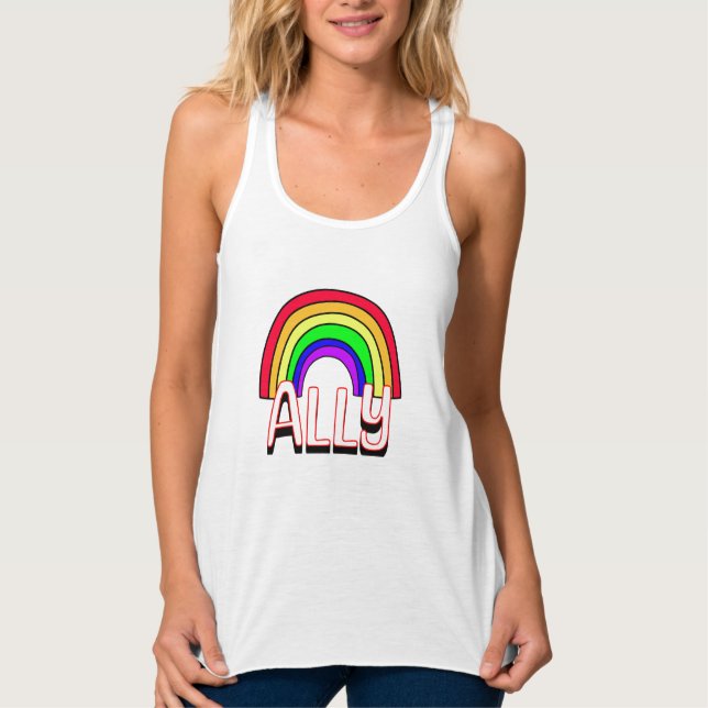 Camiseta Con Tirantes Aliado LGBTQIA+ | Arcoiris y orgullo cardíaco (Anverso)