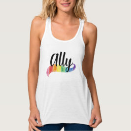 Camiseta Con Tirantes ALIADO o Nombre Personalizado Arcoíris de Orgullo