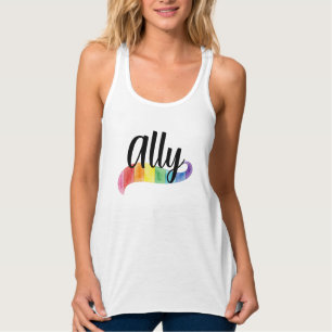 Camiseta Con Tirantes ALIADO o Nombre Personalizado Arcoíris de Orgullo 