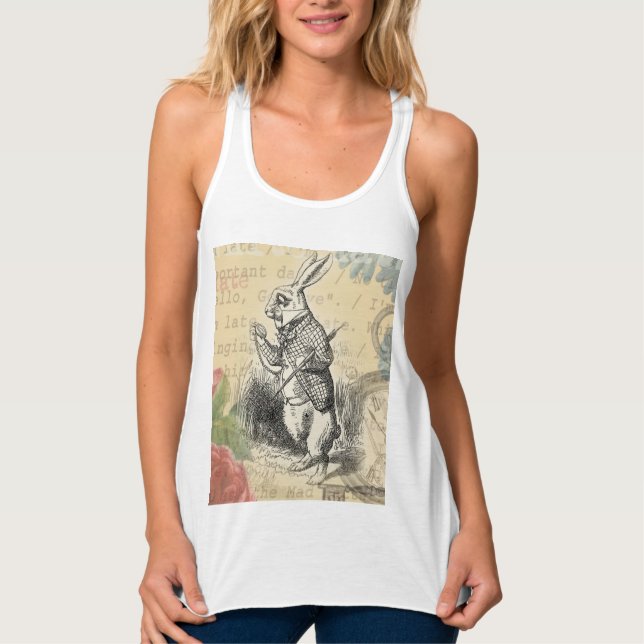 Camiseta Con Tirantes Alicia de conejo blanco en arte de maravillas (Anverso)