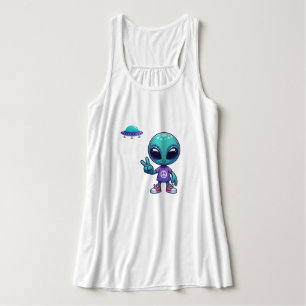 Camiseta Con Tirantes Alien y barco espacial por la paz