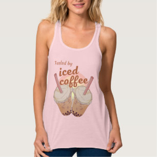 Camiseta Con Tirantes alimentado por café con hielo. regalo para amantes
