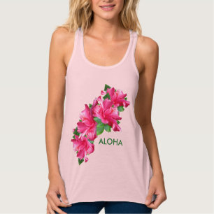 Camiseta Con Tirantes Aloha Happiness Pink Hibiscus Flower