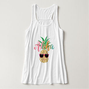 Camiseta Con Tirantes Aloha Piña Tropical Tanque Flujo Mujer