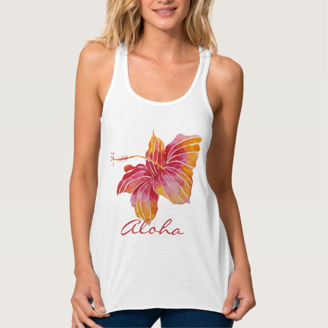 Camiseta Con Tirantes Aloha | Tank De Flor De Hibiscus En Hawái (Anverso)
