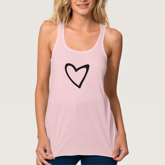 Camiseta Con Tirantes Amanecer De La Mano Del Corazón Negro Inclinado (Anverso)