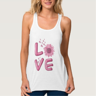 Camiseta Con Tirantes Amar a las mujeres de girasol rosado