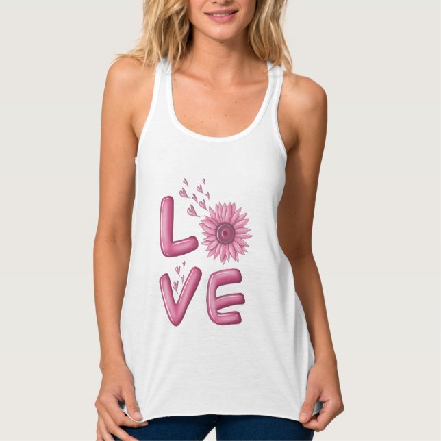 Camiseta Con Tirantes Amar a las mujeres de girasol rosado (Anverso)