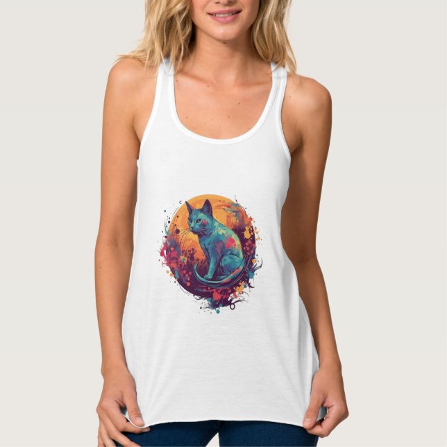 Camiseta Con Tirantes amazing cat lover art  (Anverso)