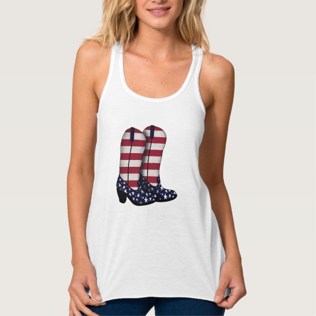 Camiseta Con Tirantes Americana Cowboy Boots | Tu Personalizar (Anverso)