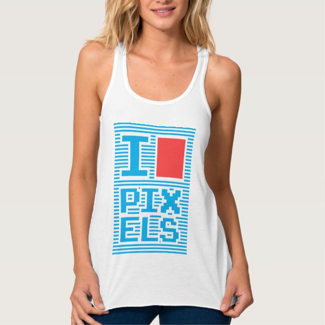 Camiseta Con Tirantes Amo a los Pixels, geek, (Anverso)