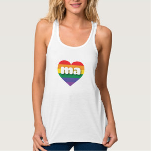Camiseta Con Tirantes Amo el corazón arcoiris de Massachusetts
