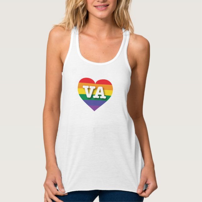 Camiseta Con Tirantes Amo el corazón arcoiris de Virginia (Anverso)
