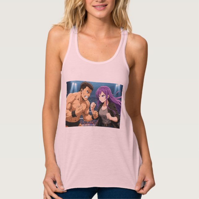 Camiseta Con Tirantes Anime Showdown: Fighter vs Heroine (Anverso)