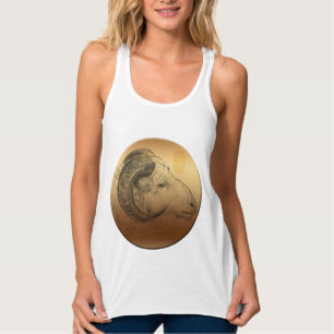 Camiseta Con Tirantes Año Ram Dorado Astrología China Mujeres Zodiac T