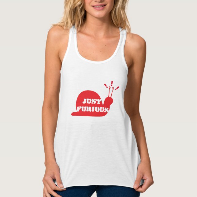 Camiseta Con Tirantes Apenas cubierta roja divertida furiosa del caracol (Anverso)