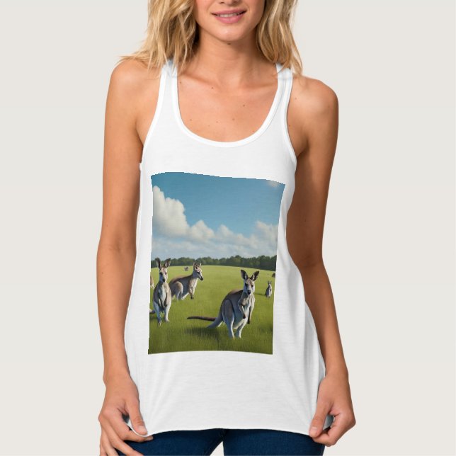 Camiseta Con Tirantes Aquí hay una imagen de un grupo de kangaroos gra (Anverso)