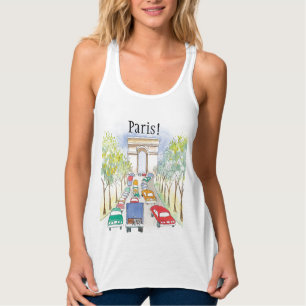 Camiseta Con Tirantes Arc de Triomphe Paris Whimsical Watercolor Sketch