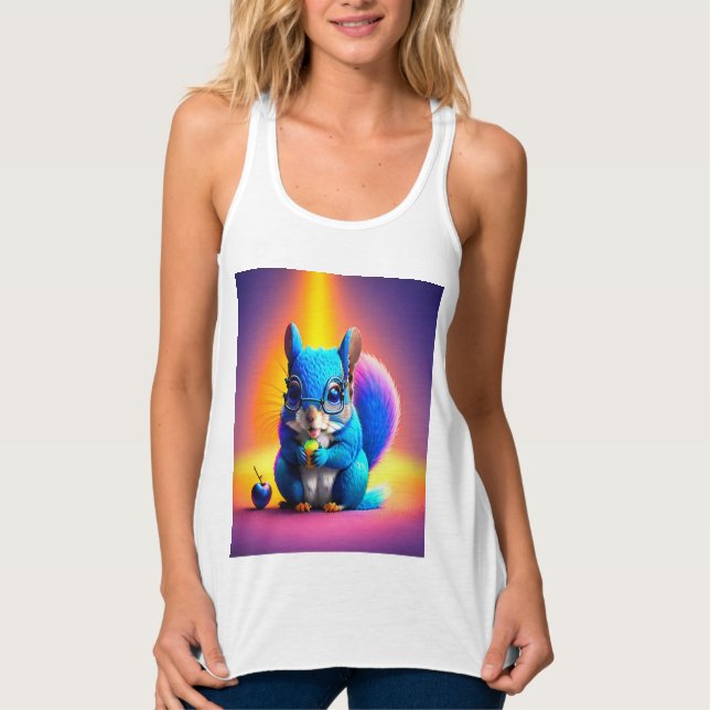 Camiseta Con Tirantes Ardilla Azul Comiendo Una Fruta (Anverso)