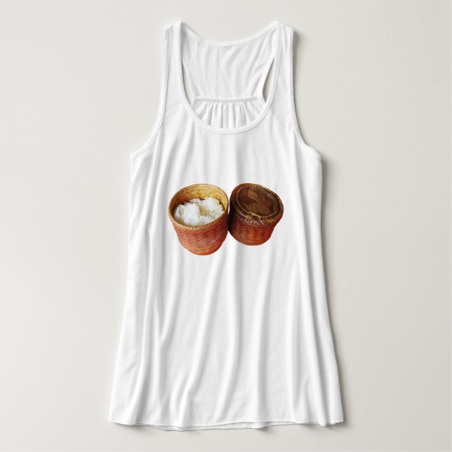 Camiseta Con Tirantes Arroz pegajoso [Khao Niao] comida tailandesa lao (Diseño del anverso)