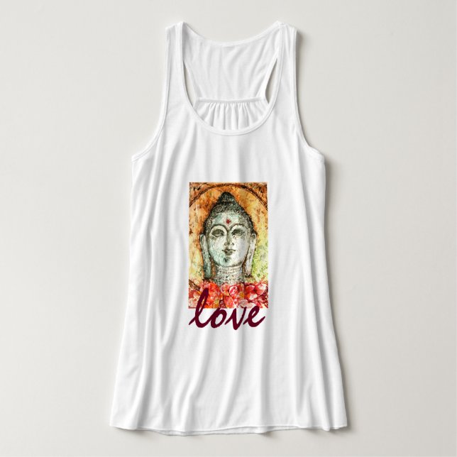 Camiseta Con Tirantes Arte Flowy Racerback de la acuarela de Buda del (Diseño del anverso)