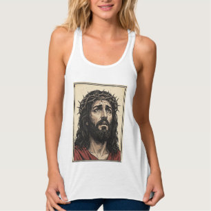 Camiseta Con Tirantes Arte vectorial de retrato religioso de corona de e