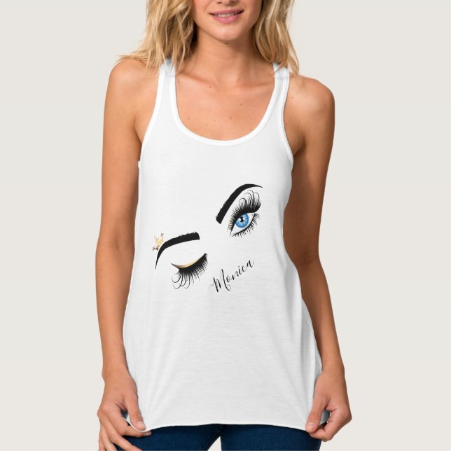 Camiseta Con Tirantes Artista de maquillaje Wink Eye Blue Eye Beauty Sal (Anverso)