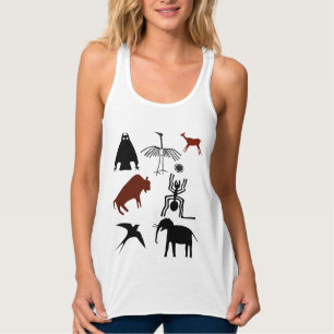 Camiseta Con Tirantes Aves prehistóricas Animales Petroglifos
