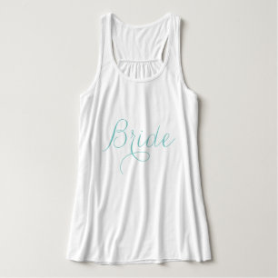 Camiseta Con Tirantes Azul Claro Letra Elegante "Novia"