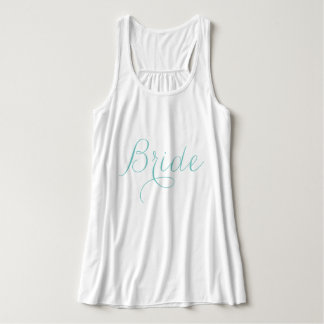 Camiseta Con Tirantes Azul Claro Letra Elegante "Novia"