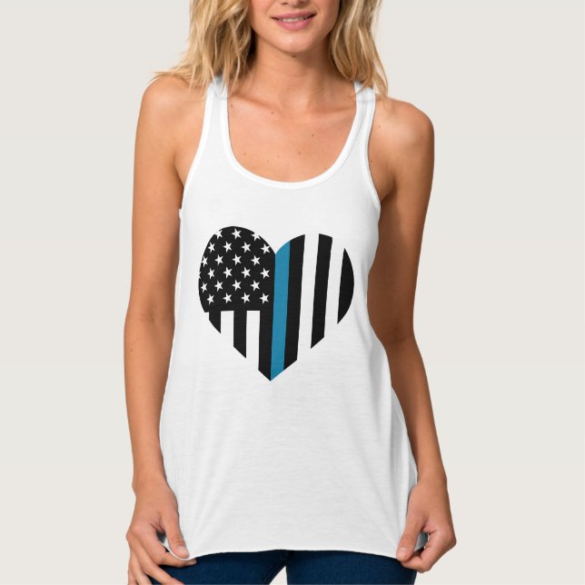 Camiseta Con Tirantes Bandera americana fina de Blue Line (Anverso)