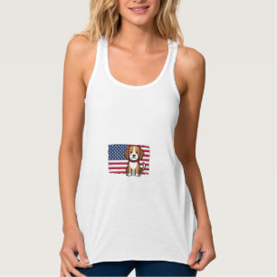 Camiseta Con Tirantes Bandera Americana Perro Patriótico Vector