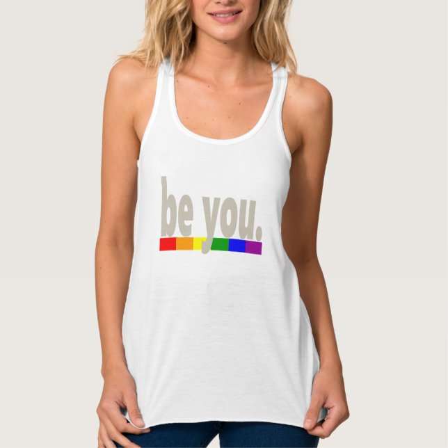 Camiseta Con Tirantes Bandera arcoiris del orgullo gay, seas tú (Anverso)