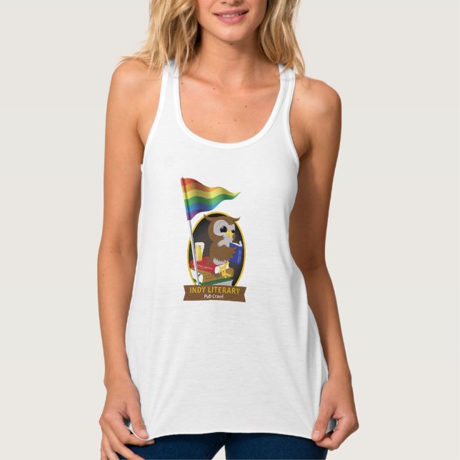 Camiseta Con Tirantes Bandera de búho de orgullo delgado tanque de ajust (Anverso)
