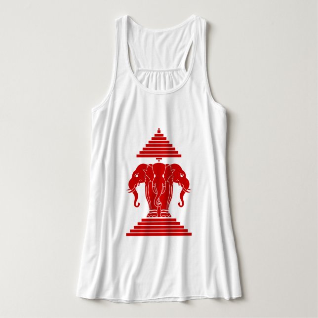 Camiseta Con Tirantes Bandera de Erawan Three Heheed Elephant Lao/Laos (Diseño del anverso)